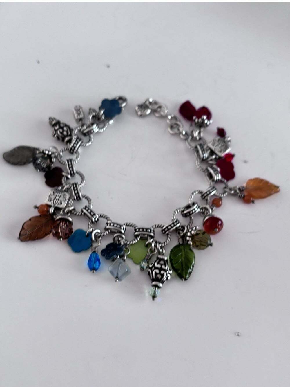 Brighton Venetian Leaves multicolored Beaded Charm Bracelet NWOT